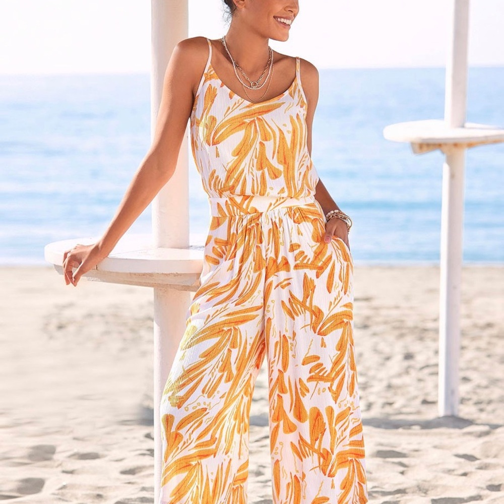 Women's Tropical Print Jumpsuit